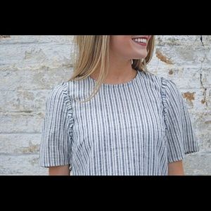 Striped ruffle tee